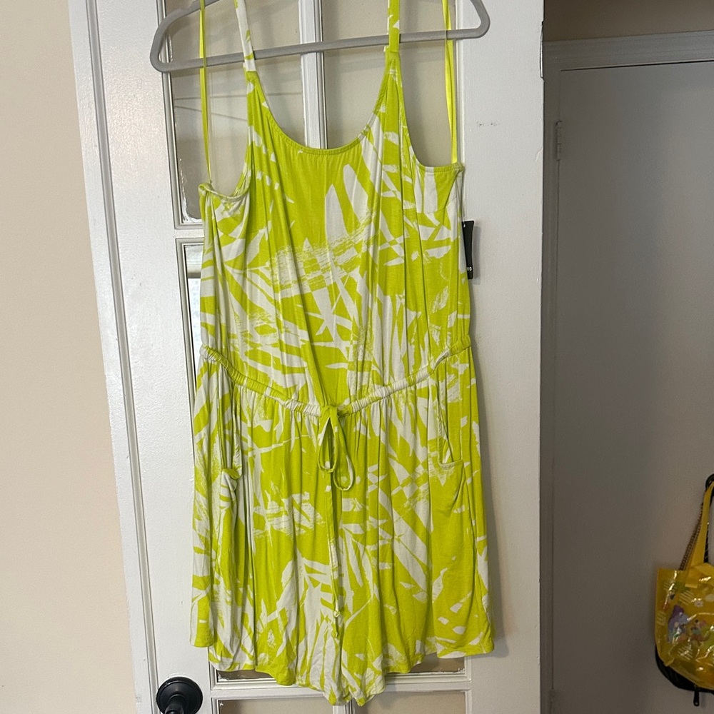 torrid Lime Green & White Print Romper Jumpsuit